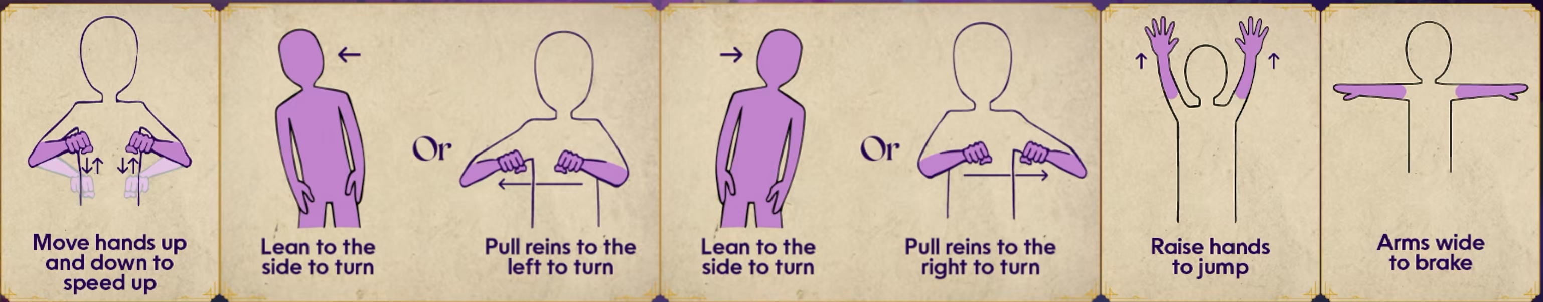 Image from the Unicorn Academy game on Nex Playground showing the motions needed to play.