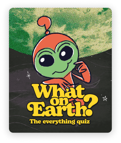 Image of What On Earth game tile featuring a cute alien, highlighting the new trivia game joining Nex Playground + Play Pass this Spring. 