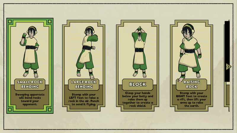 Gif of Toph demonstrating some of the earthbending moves in Avatar: The Last Airbender Earth Rumble on Nex Playground + Play Pass