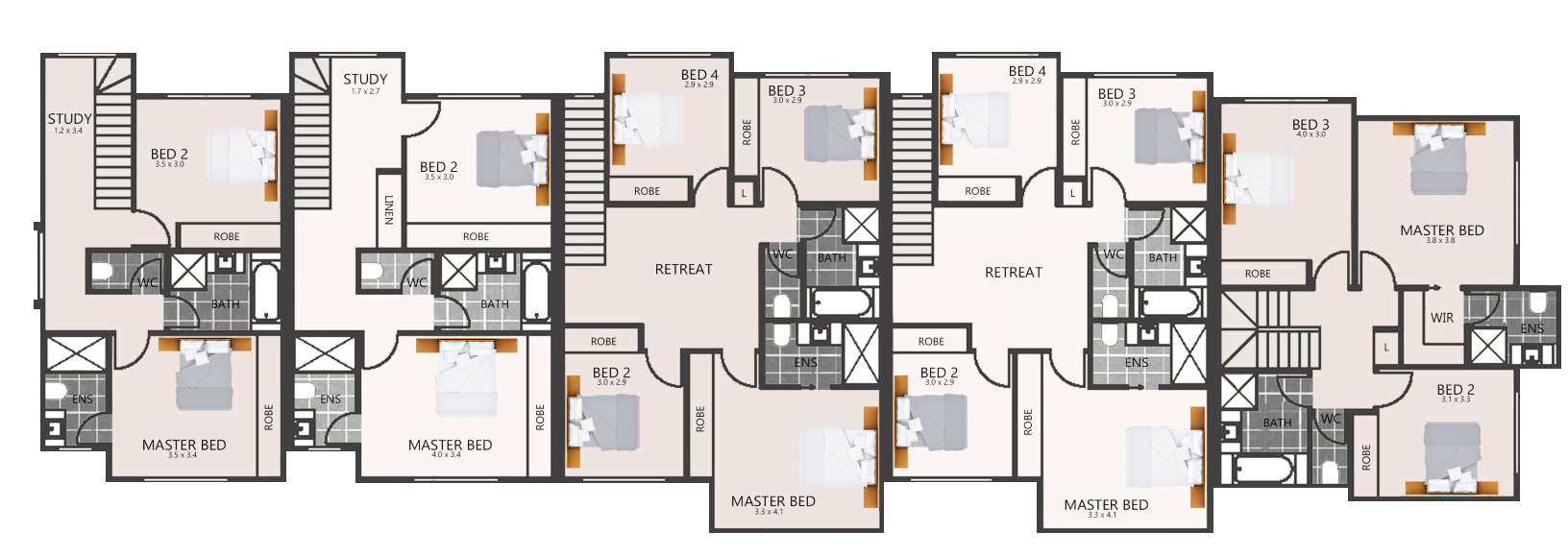 33 Rhodes Parade, Oak Park. First Floor Project Layout. 2, 3 and 4 Bedroom Townhomes
