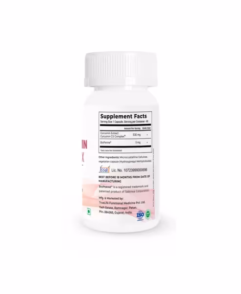 The back cover of a box of VitaOne C3 Curcumin Complex Capsules featuring the ingredients.