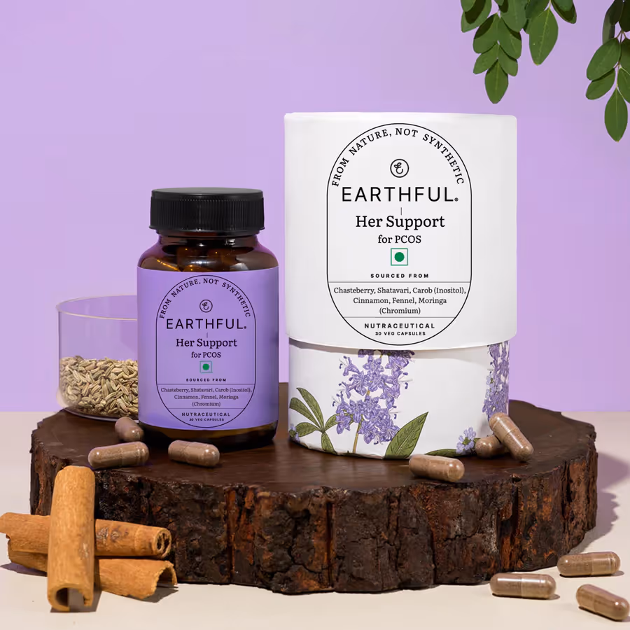 A bottle of 30 capsules of Earthful HerSupport.