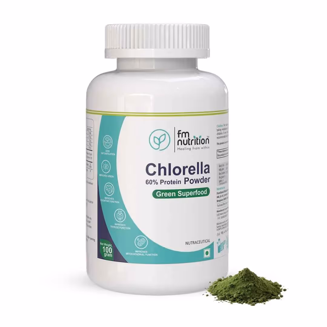 The box of FM Nutrition Chlorella Powder.