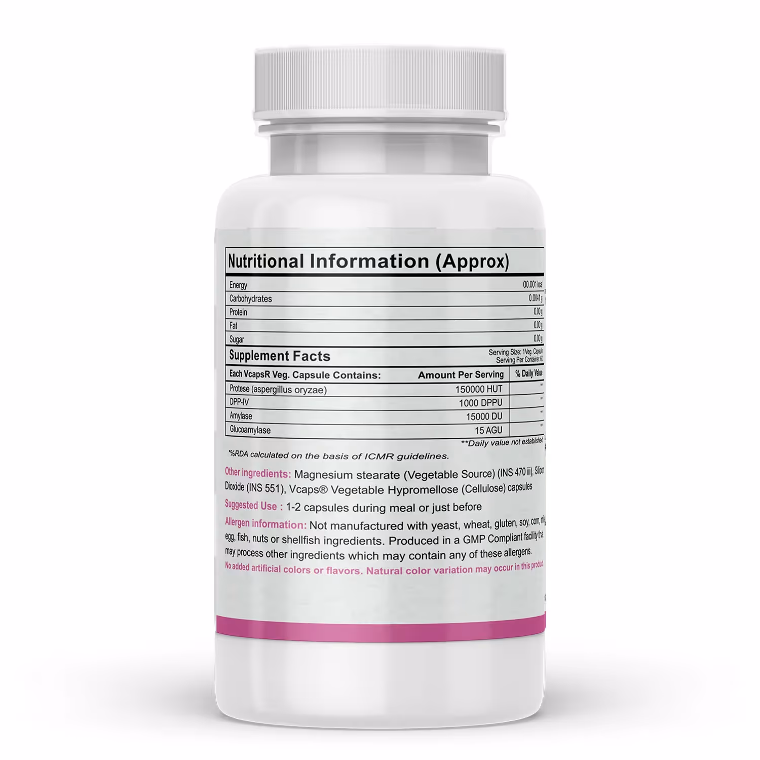 The back cover of Wheat Digest Care capsule box featuring its ingredients.