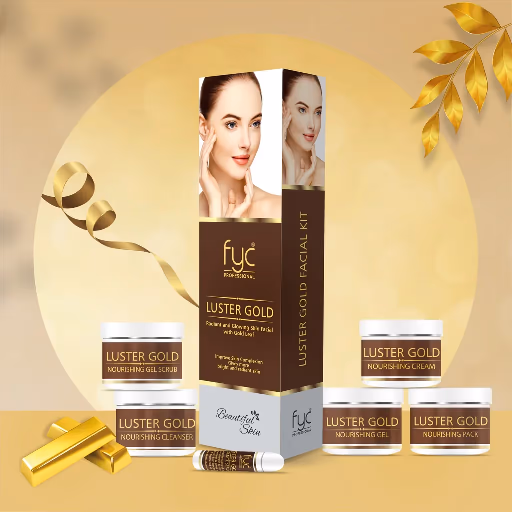 A box of Luster Gold Radiant & Glowing Skin Facial outer box with its individual jars.