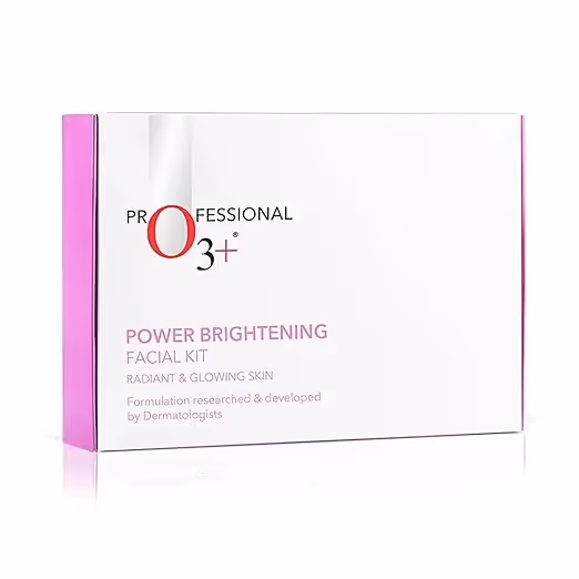 A packet of O3+ Power Brightening Facial Kit.