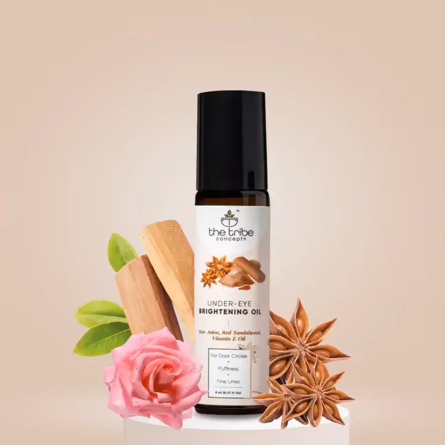A glass bottle of Under Eye Brightening Oil.