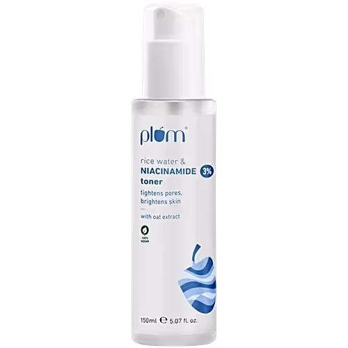 A pump bottle of 3% Niacinamide Face Toner with Rice Water.