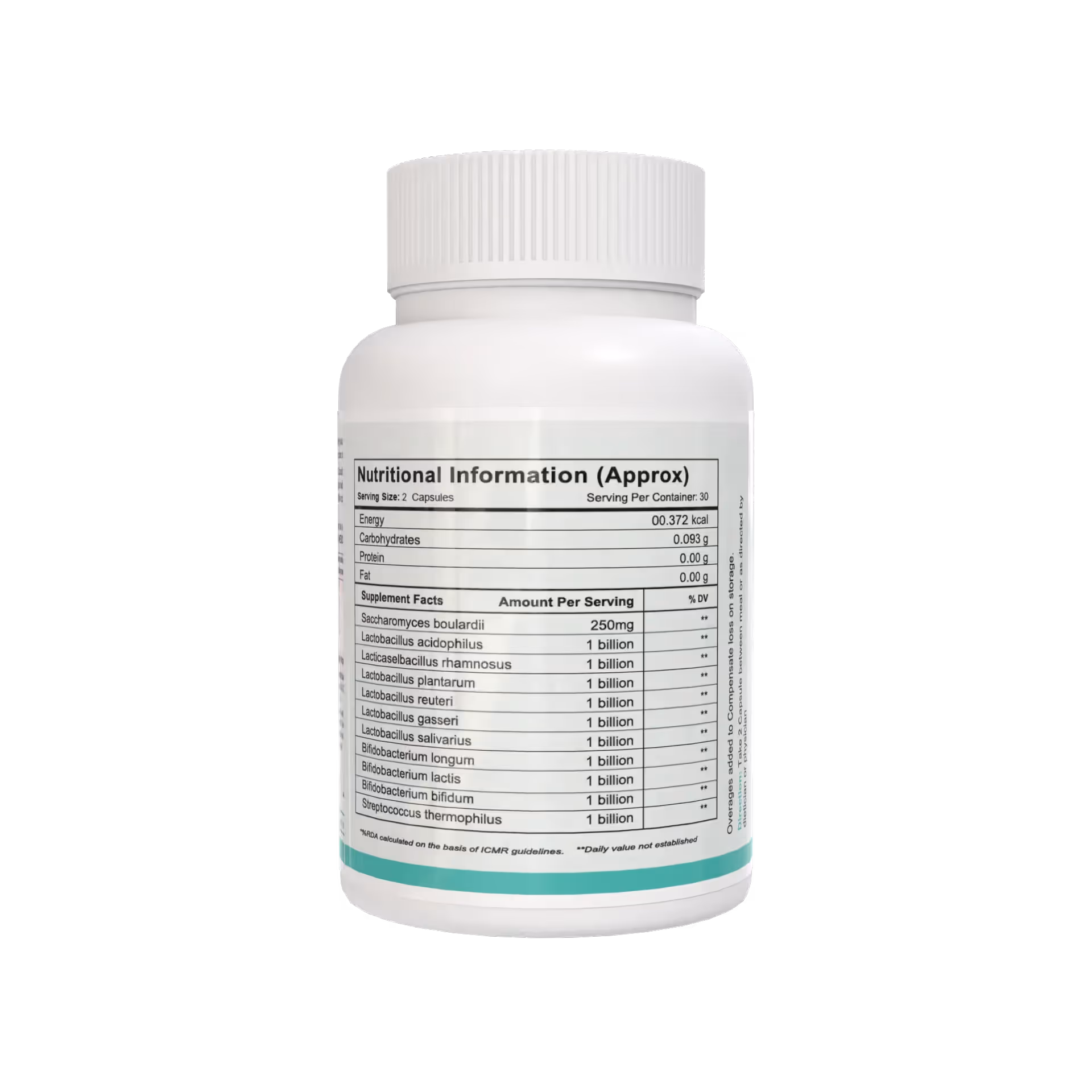 The back cover of Candida Care box featuring its ingredients.