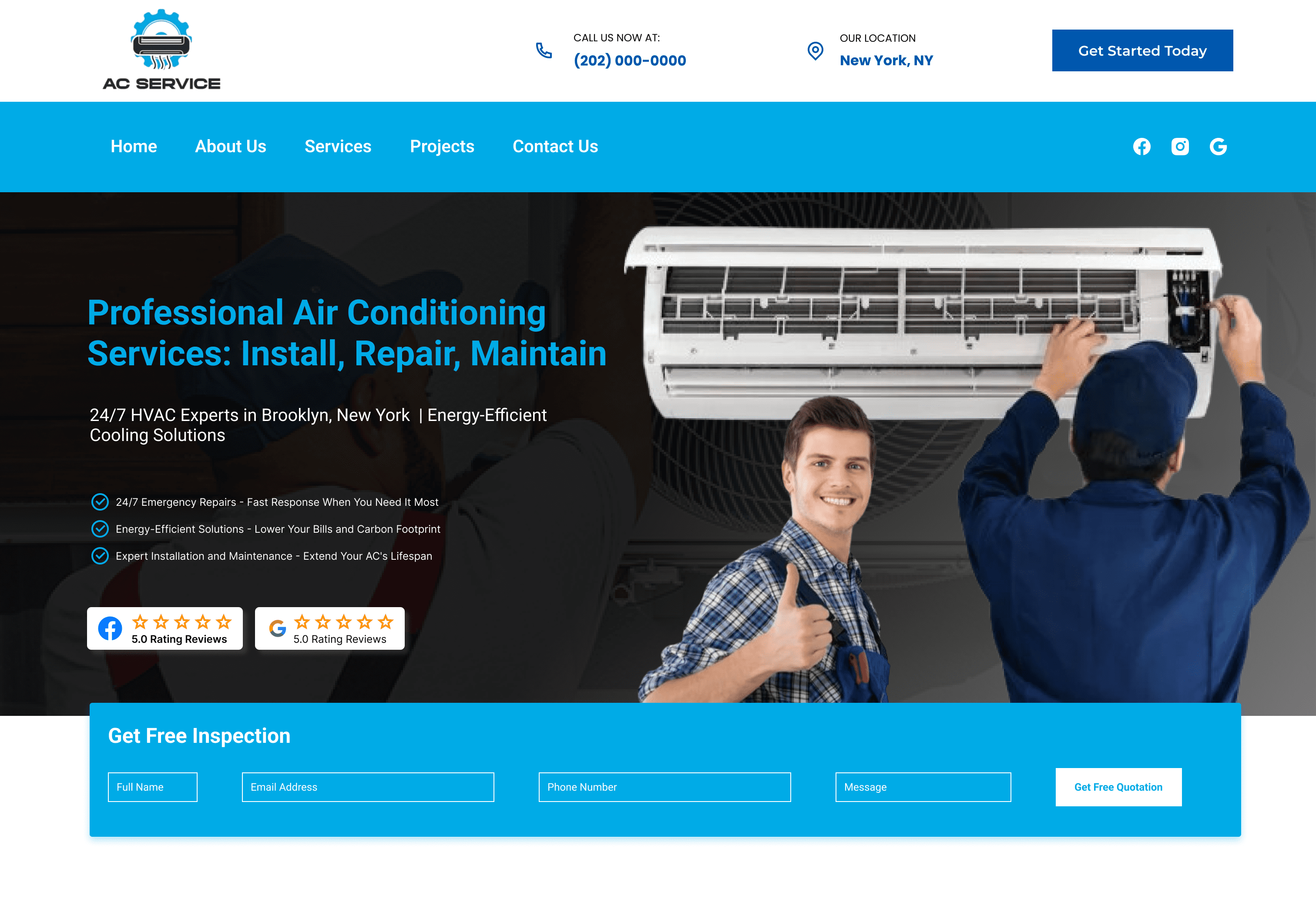 A HVAC comapny website image