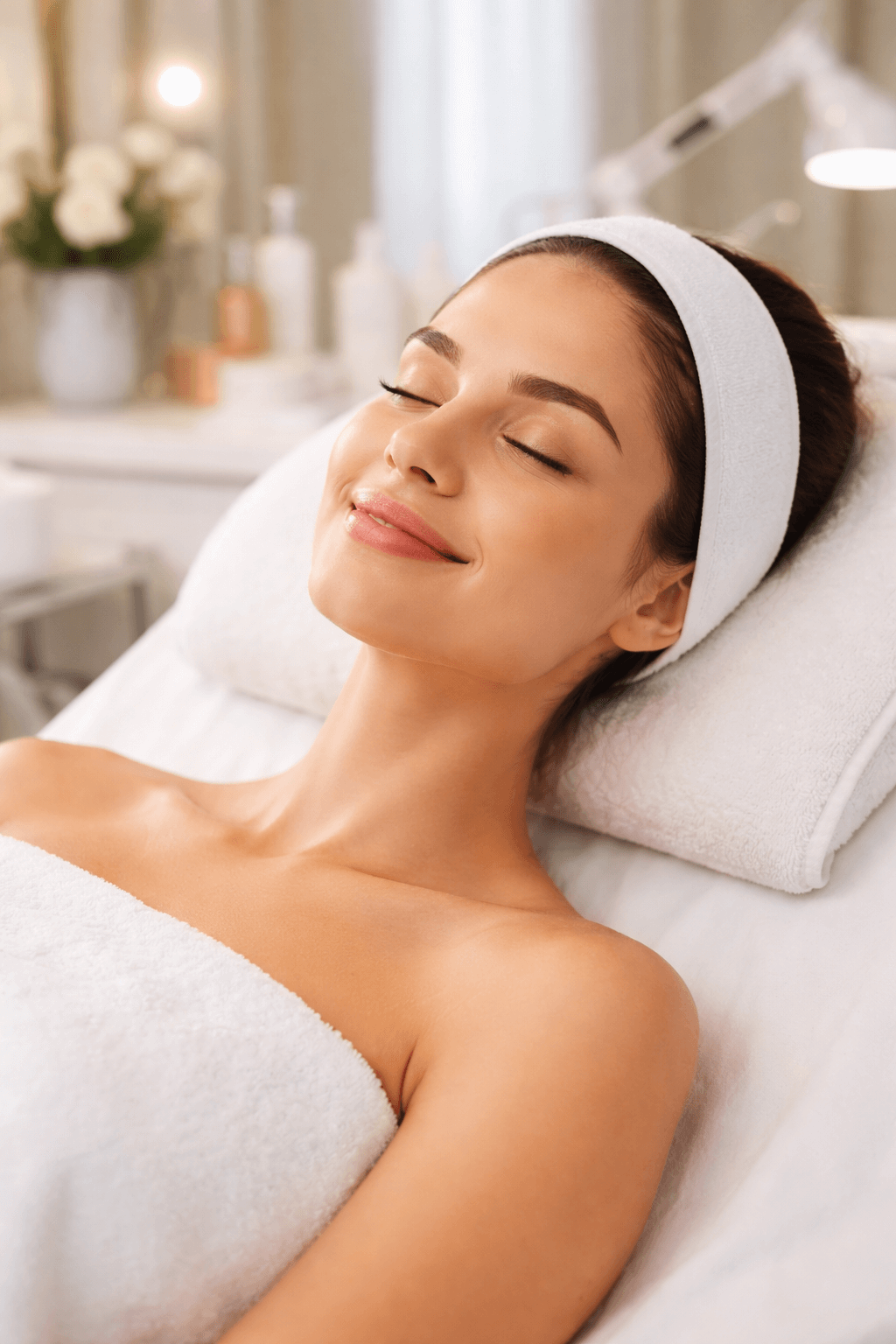 Best facial Washington DC at Bella MedSpa featuring a relaxed woman receiving a professional facial treatment