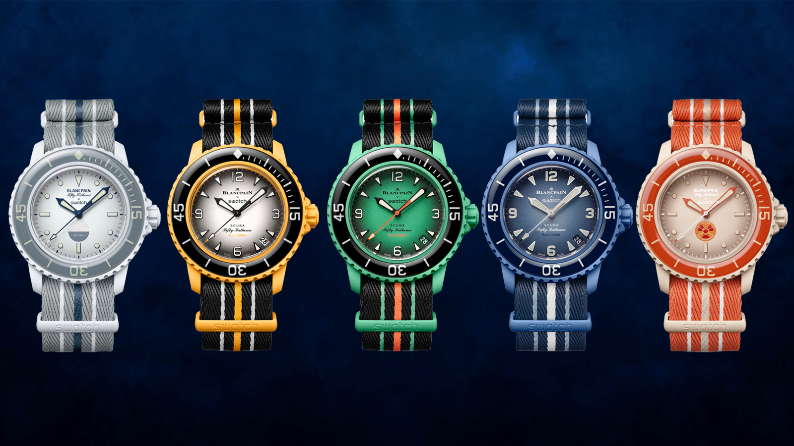 Swatch Collaborates with Blancpain to Release Five New Bioceramic Scuba Fifty Fathoms Watches