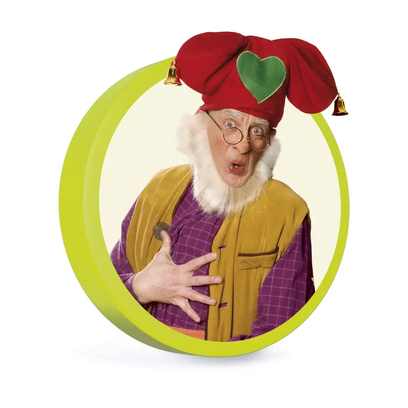 kabouter plop boeken met rode muts in een groene cirkel