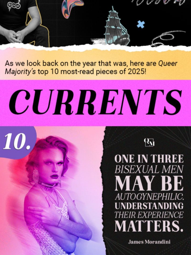 Queer Majority graphic listing James Morandini’s essay among its ten most-read articles of 2025