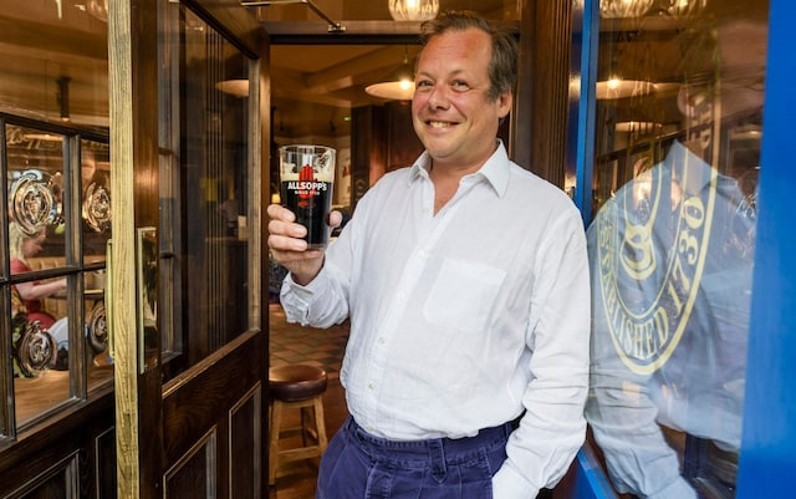 Jamie at the Blue Stoops with a Pint of the Black Stuff
