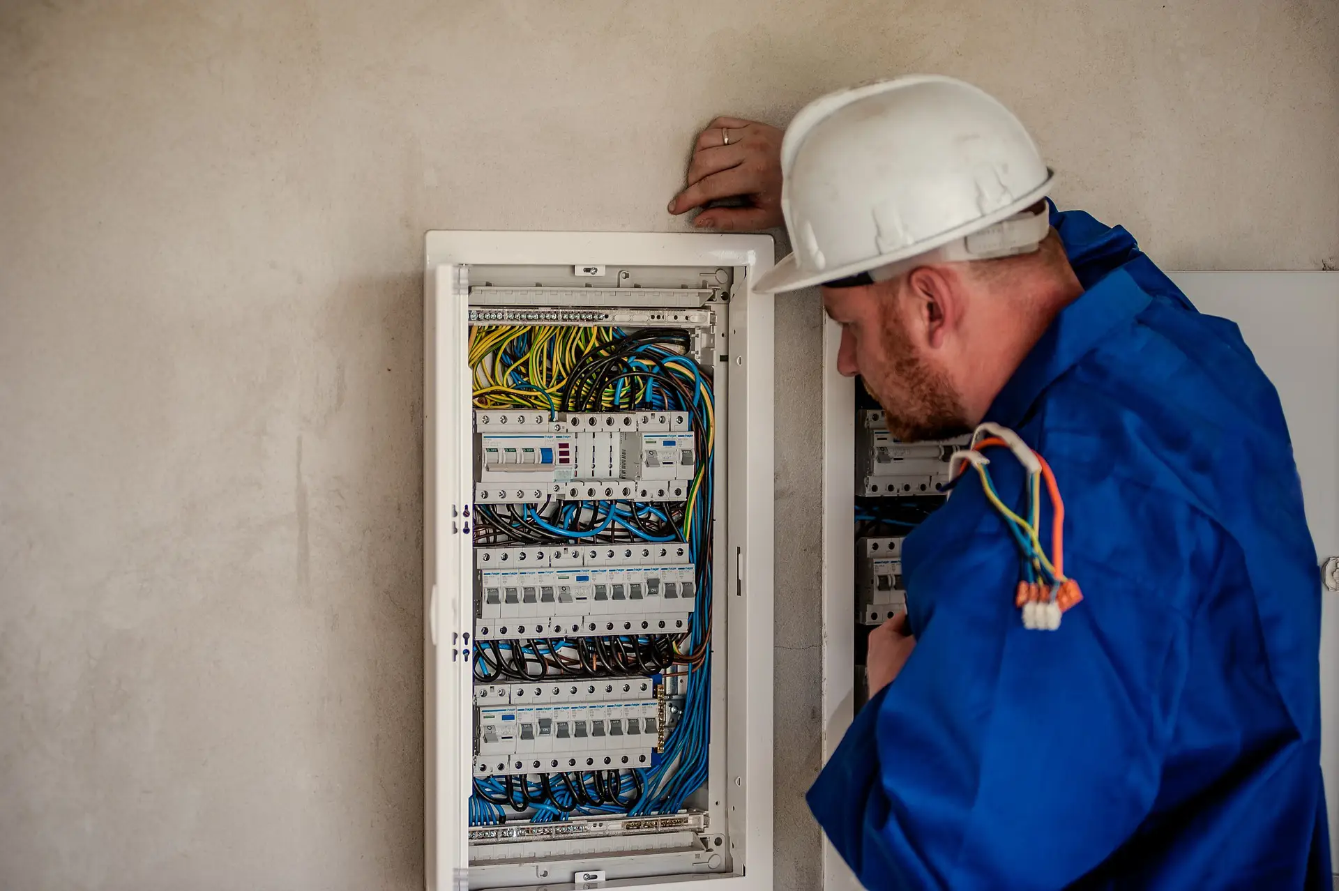 Electrician is working