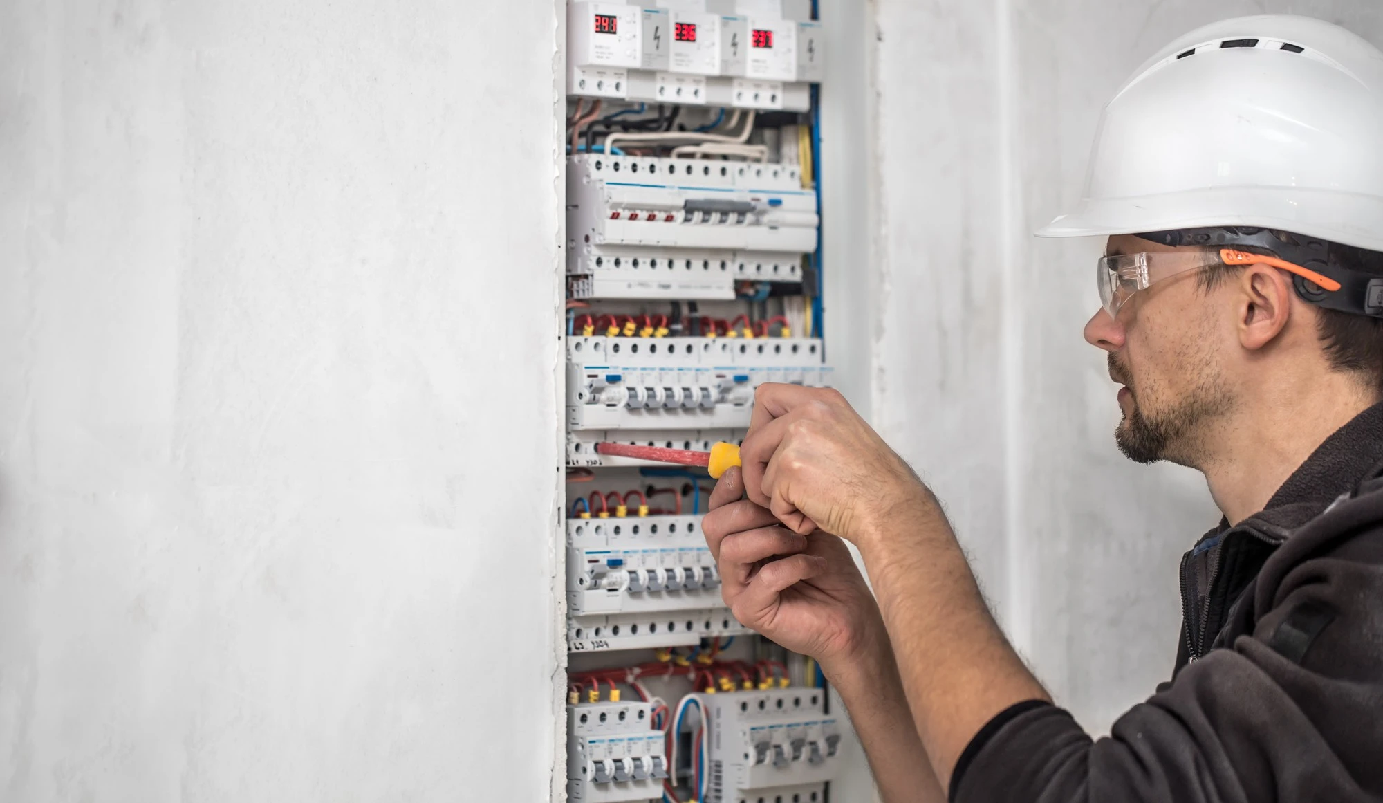 Electrician is working