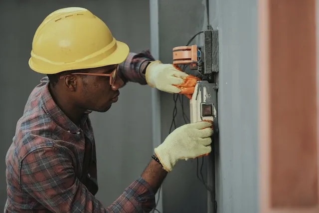 Electrician is working