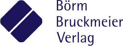 Logo des Börm Bruckmeier Verlags mit einem schräg gestellten, dunkelblauen Quadrat und dem Verlagsnamen daneben.