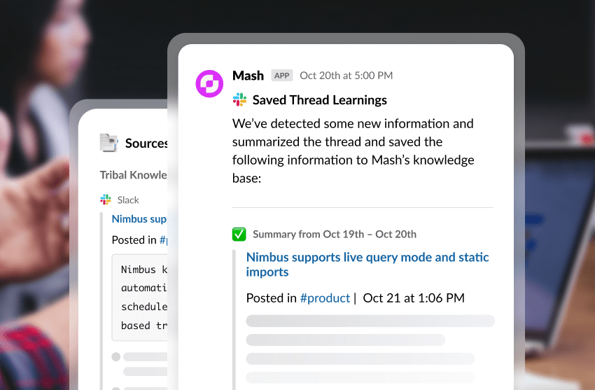 Mash automatically updating and learning from past conversations