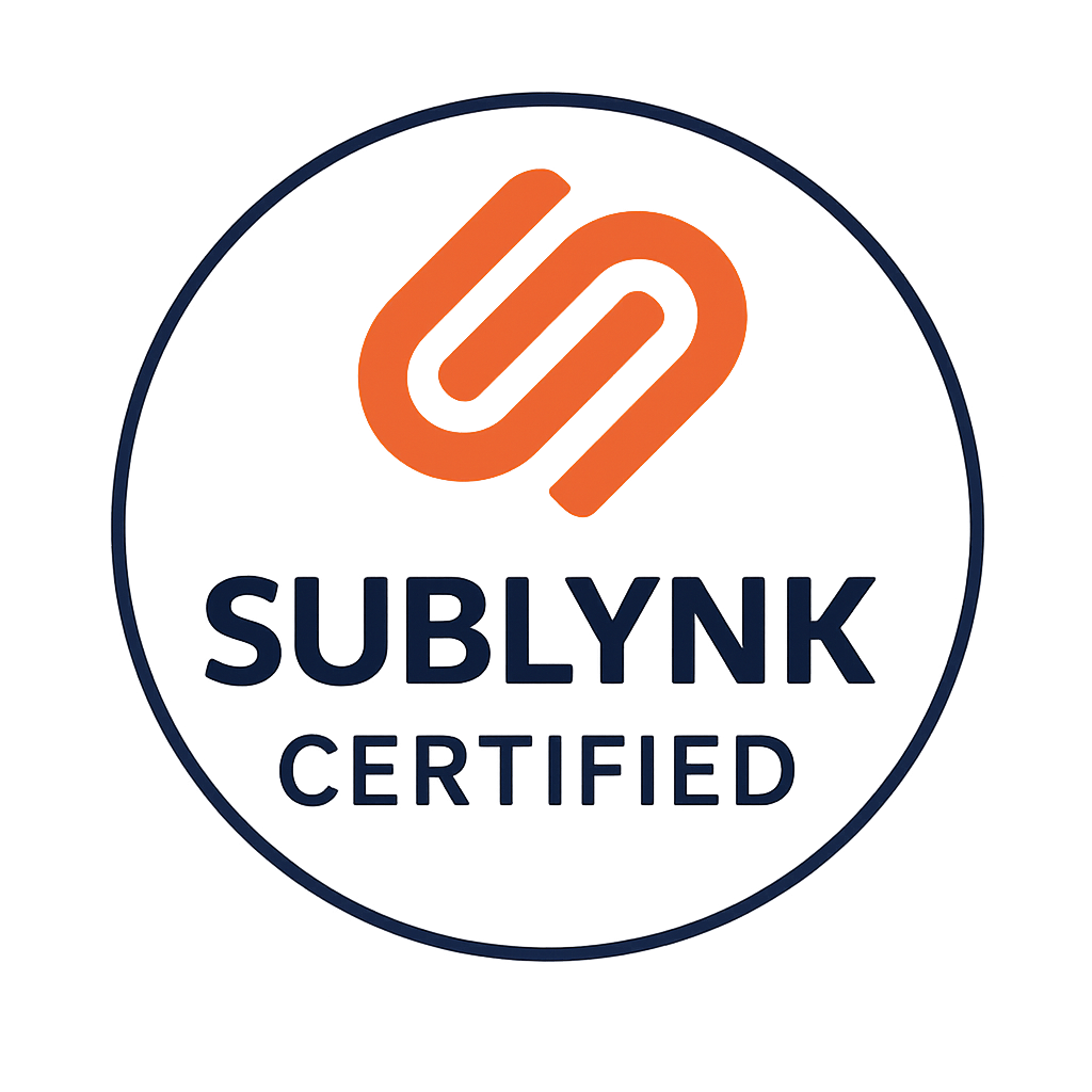 Sublynk certified badge contractors earn after vetting.