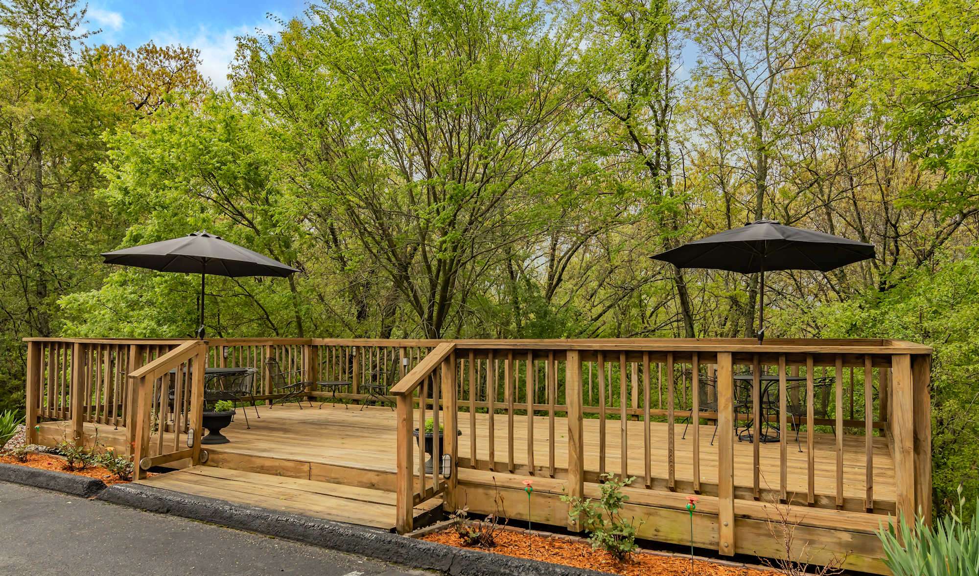 Relaxing deck overlooking the forest