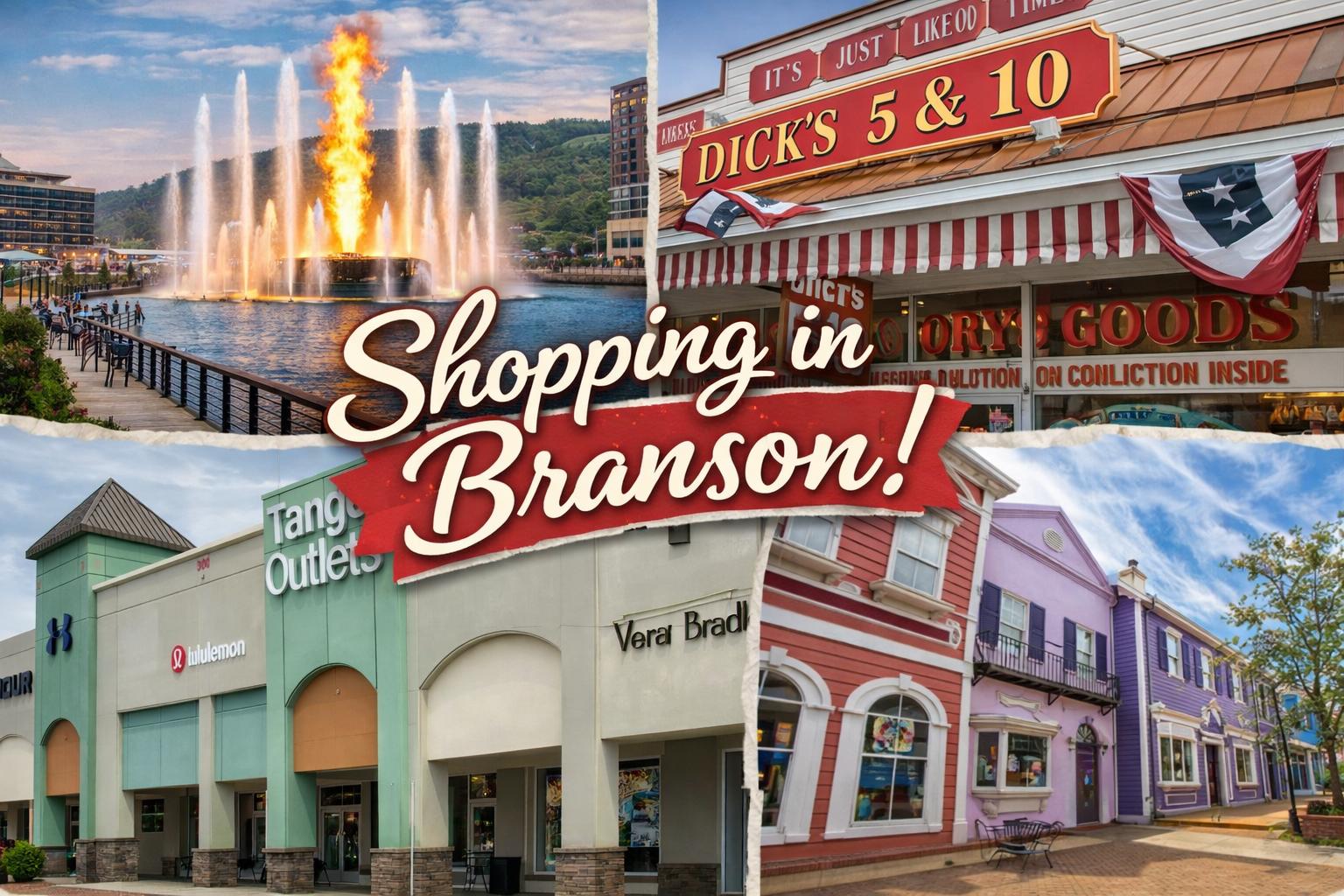 Collage of 4 shopping centers in Branson