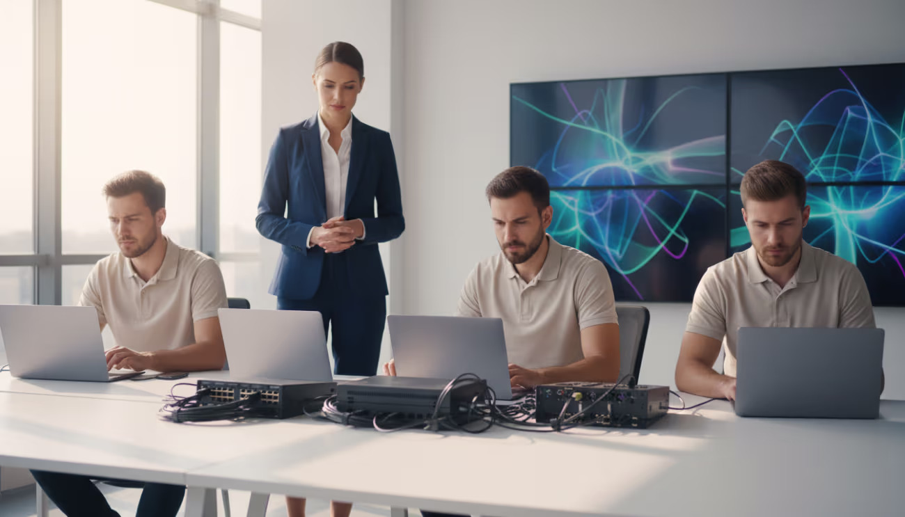 IT infrastructure support team working