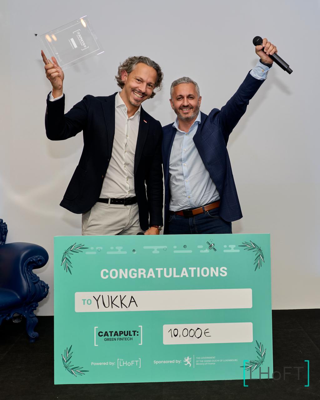 Oliver from Yukka celebrating as winner of Catapult: Green Fintech