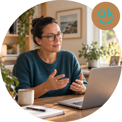 Man attending a telehealth psychiatry appointment from his home study