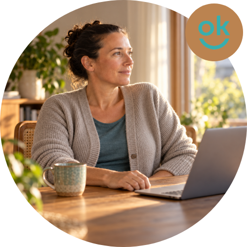 Man attending a telehealth psychiatry appointment from his home study