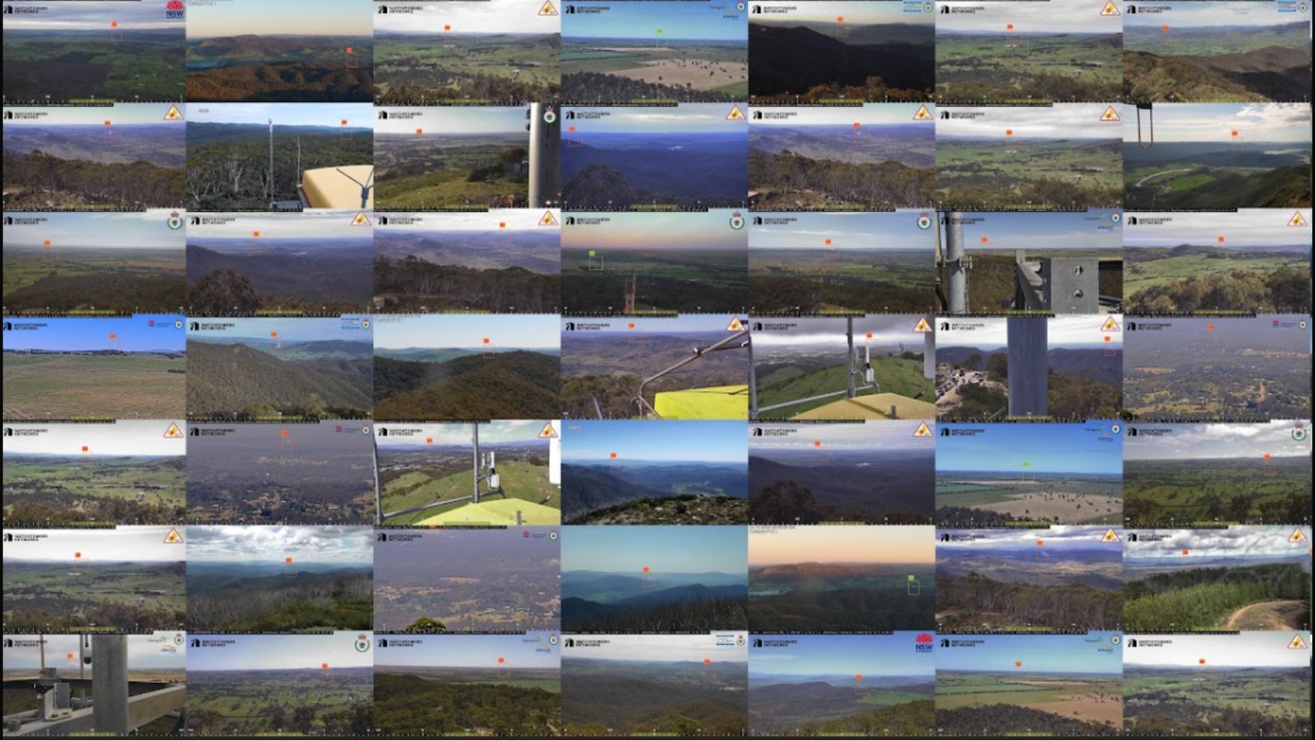 A collage of smoke detections from across the WatchTowers Network using Lookouts.Ai