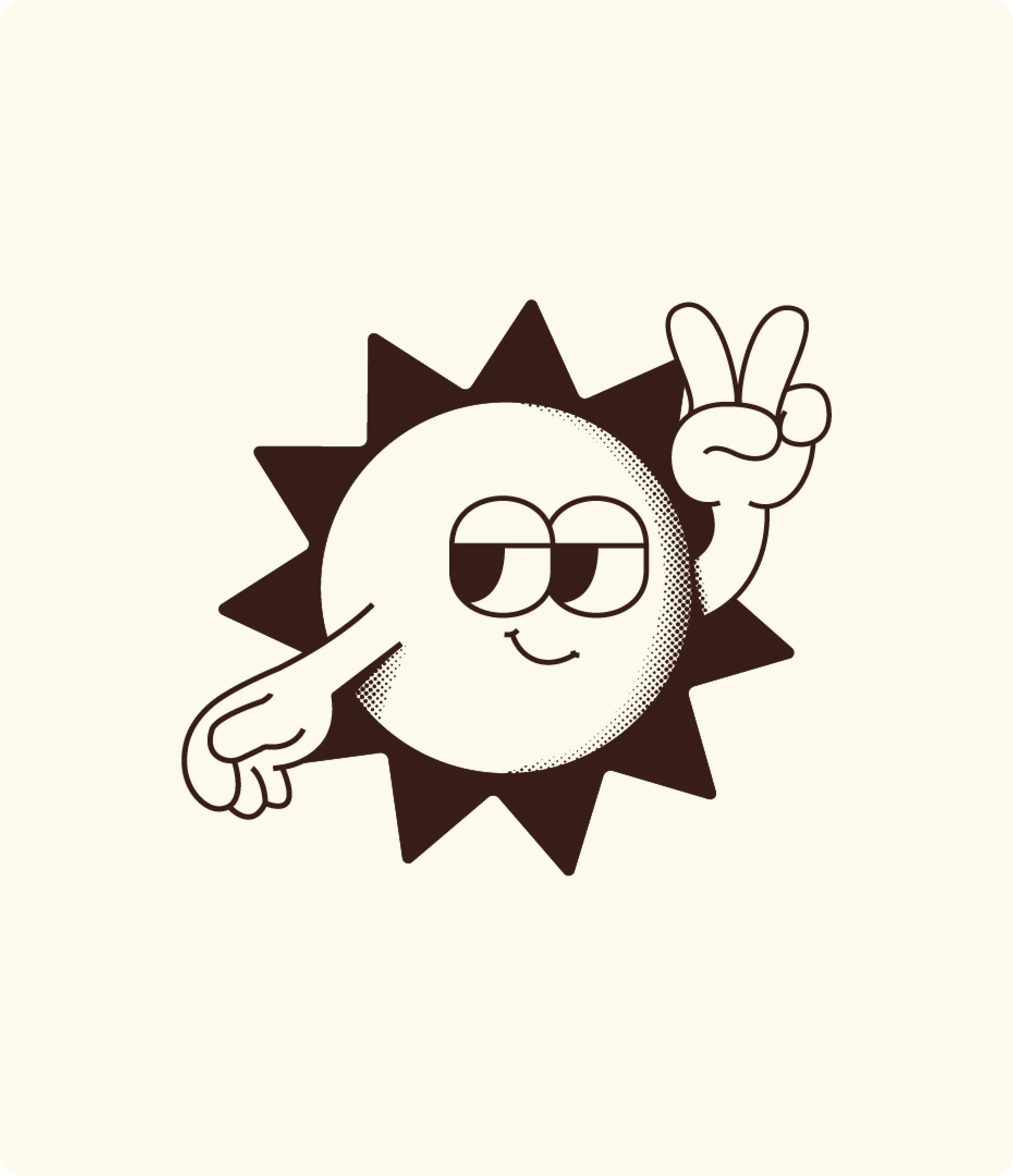 Logo icone Tinooz Trainig, representant un soleil qui fait un signe peace