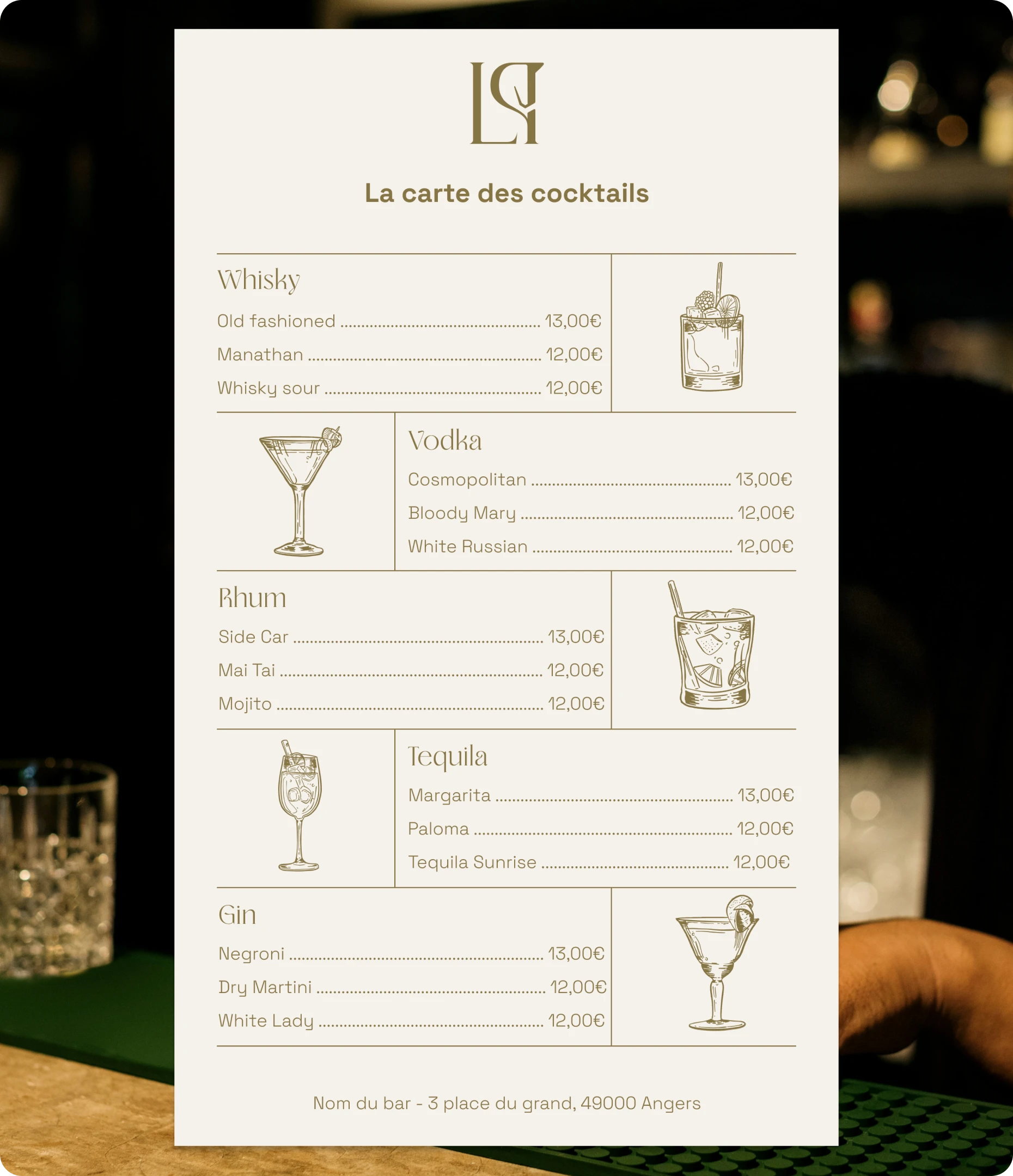 Carte des cocktails Little Pony