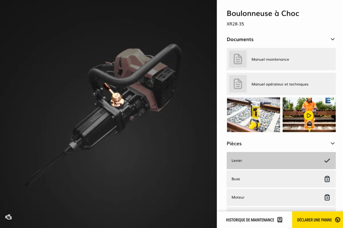 Interface ipad de l'application Colas maintenance
