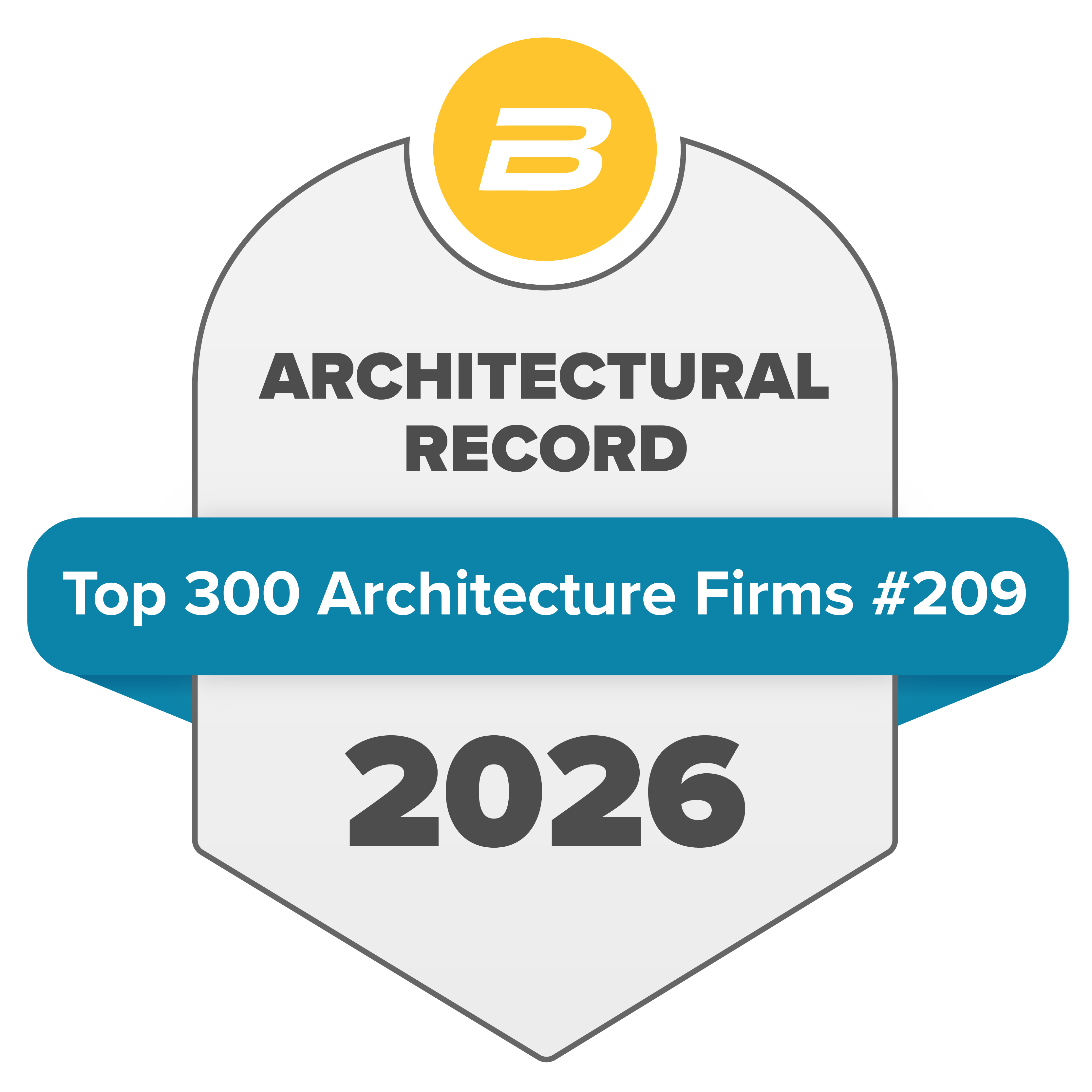Architectural Record 2026 Top 300 Architecture Firms award seal