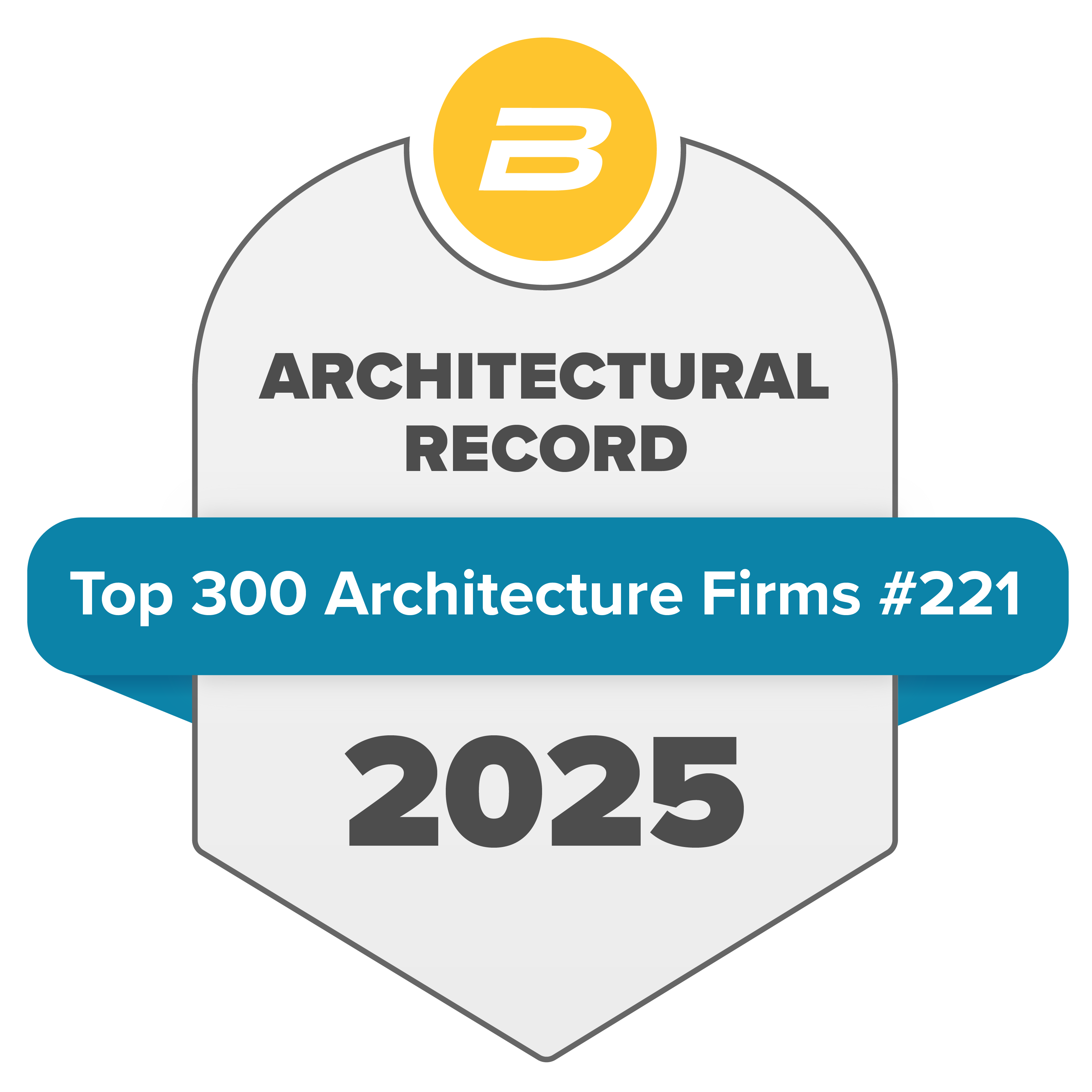 Architectural Record 2025 Top 300 Architecture Firms award seal, ranked #221