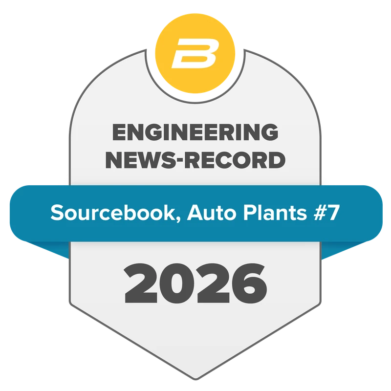 Engineering News-Record 2026 Sourcebook Auto Plants award seal, ranked #7