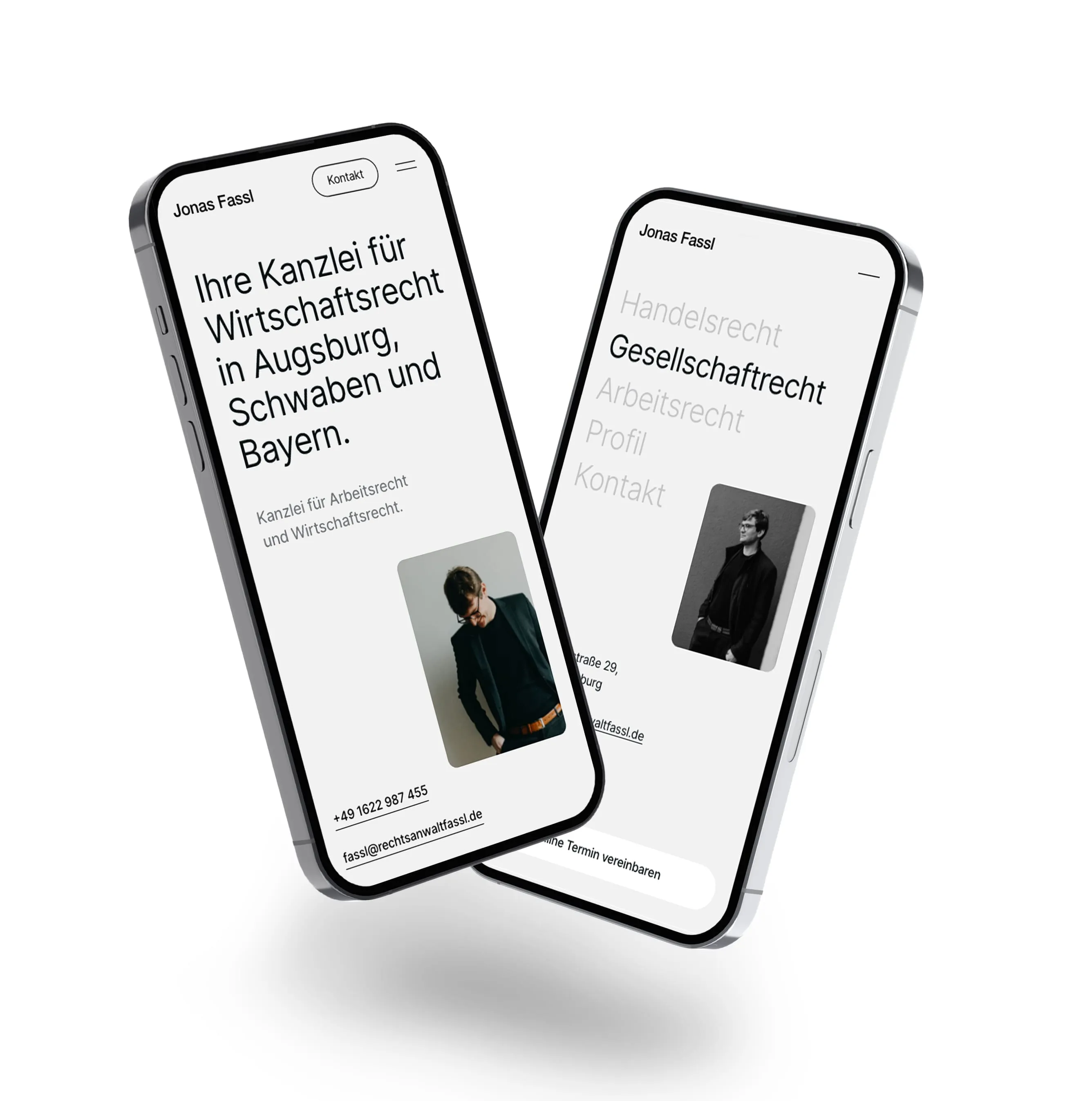Referenz - mobile Website mit Menü auf einem iPhone