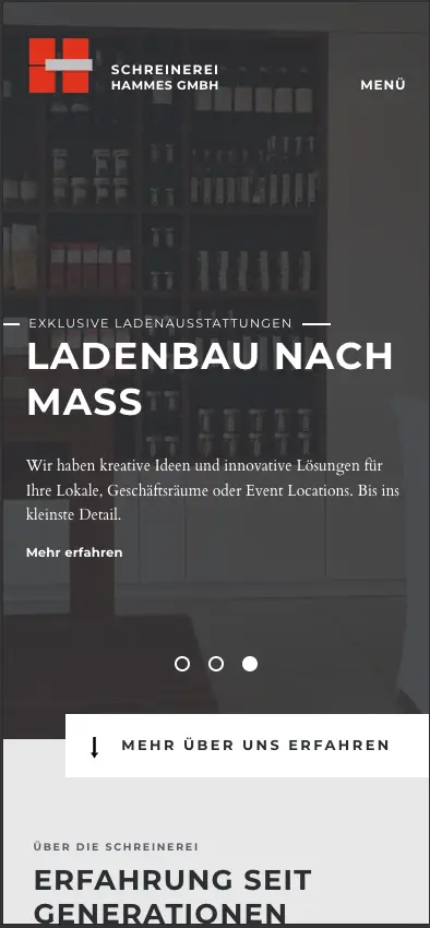 Showcase mobile Unternehmenswebseite für Handwerker