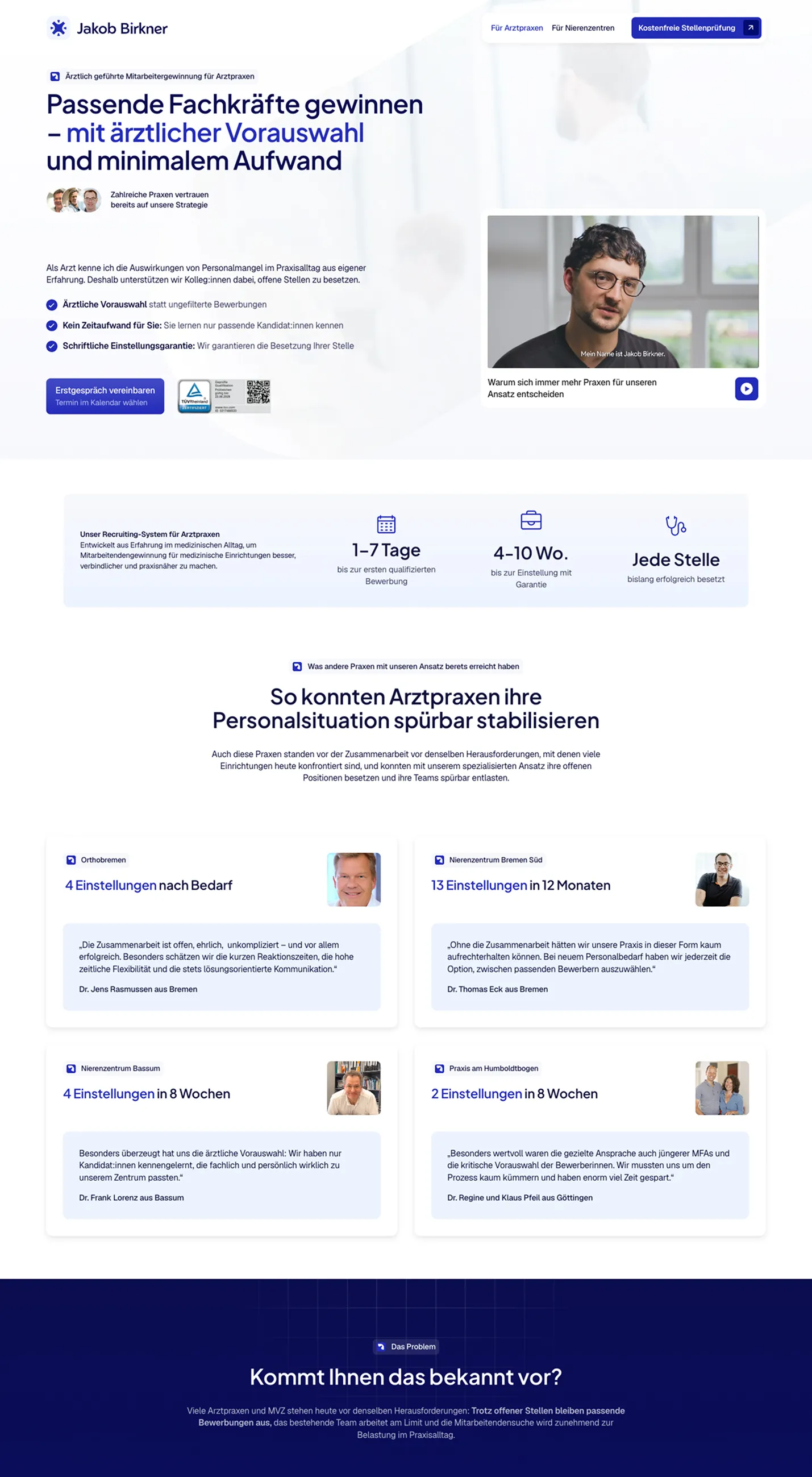 Referenz Website: conversion-optimierte Landingpage in Webflow für Mitarbeitergewinnung im Medizinbereich
