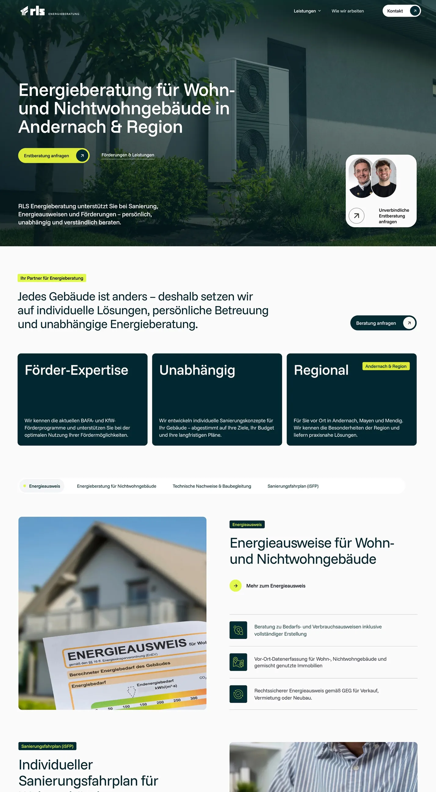 Webdesign für RLS Energieberatung in Andernach