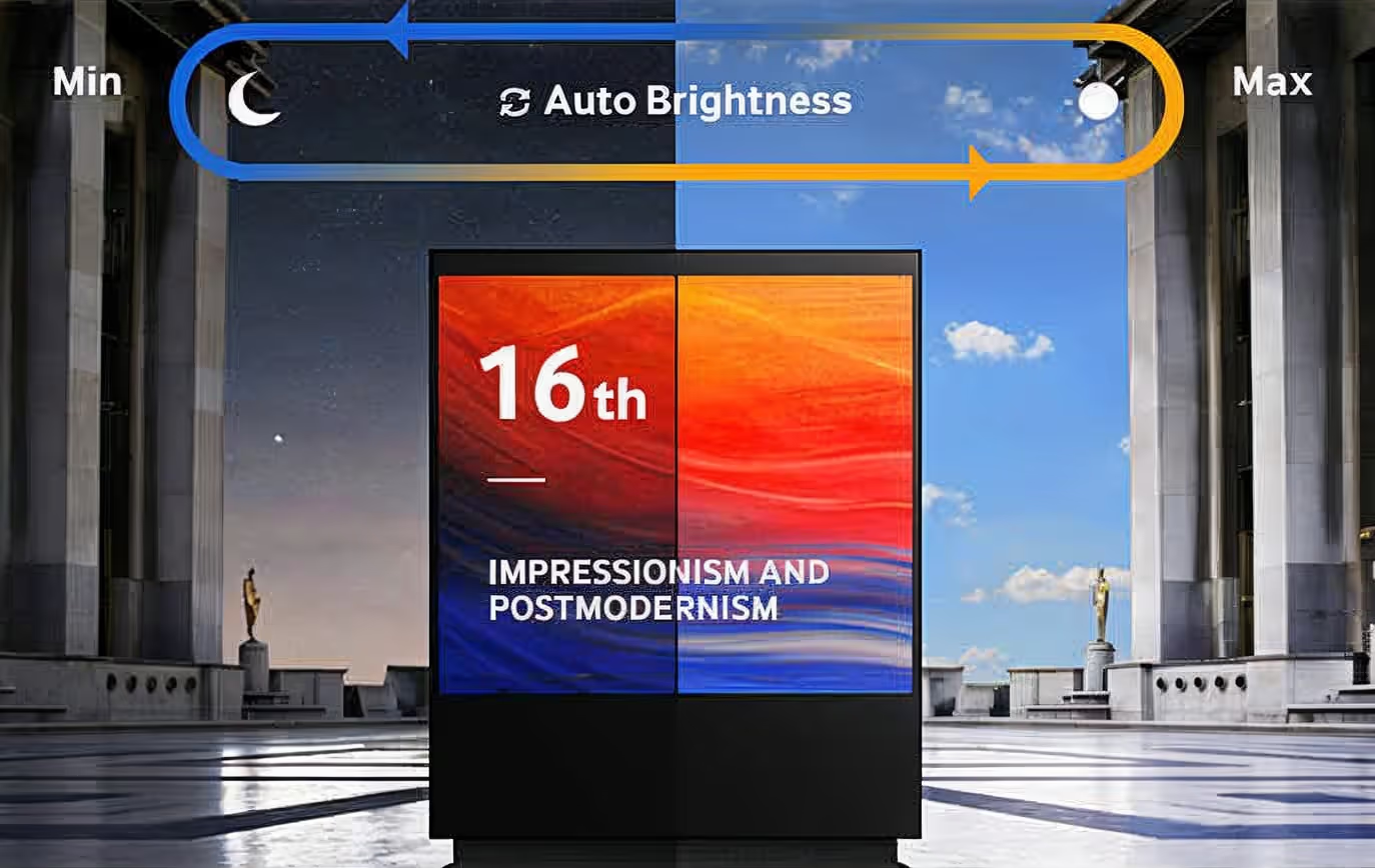 onQ LED freestanding digital poster with ultra-thin aluminium frame