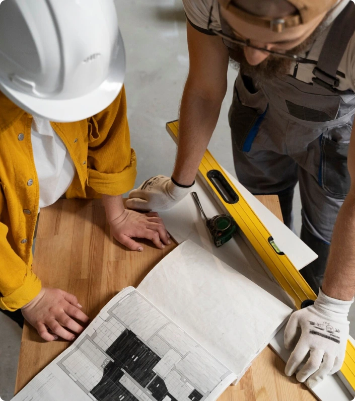 Construction professionals on site