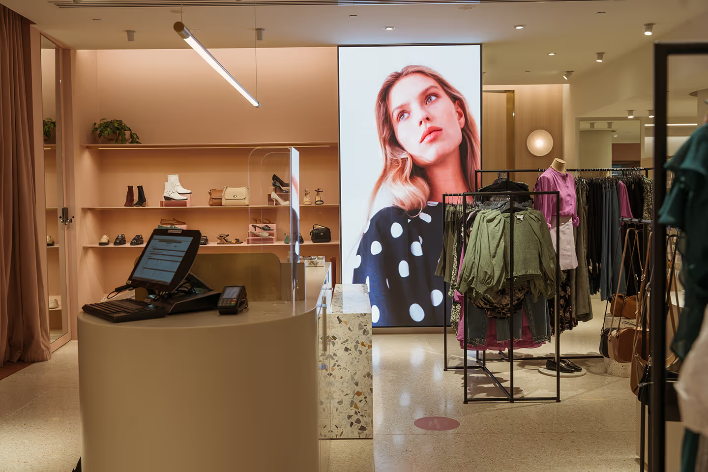 LED digital signage screen in a retail store environment