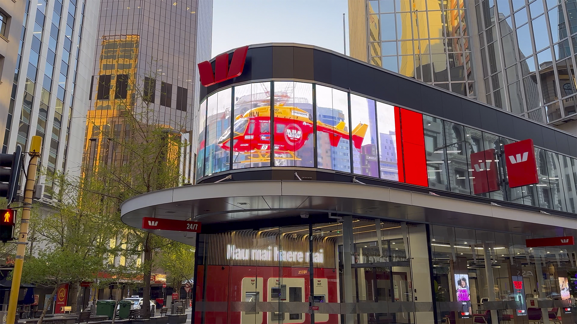 Westpac Wellington Transparent Curved LED Installation installation gallery image 9 by onQ Digital Group