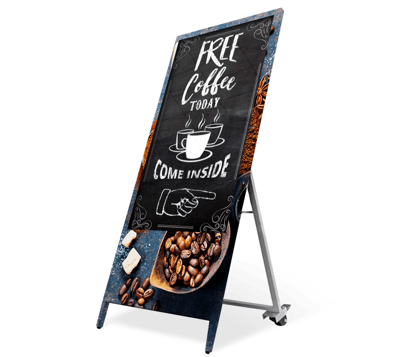 LCD 49 Battery Digital A-Frame LED display feature by onQ Digital