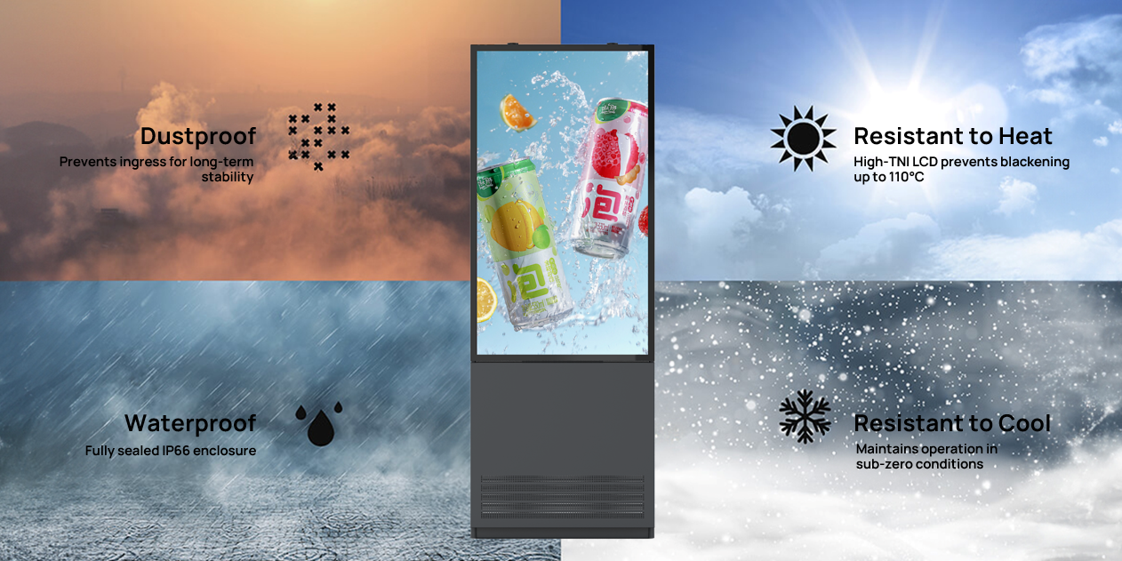 Outdoor Waterproof LCD Kiosk IP65 Weatherproof Construction for Permanent feature image by onQ Digital Group