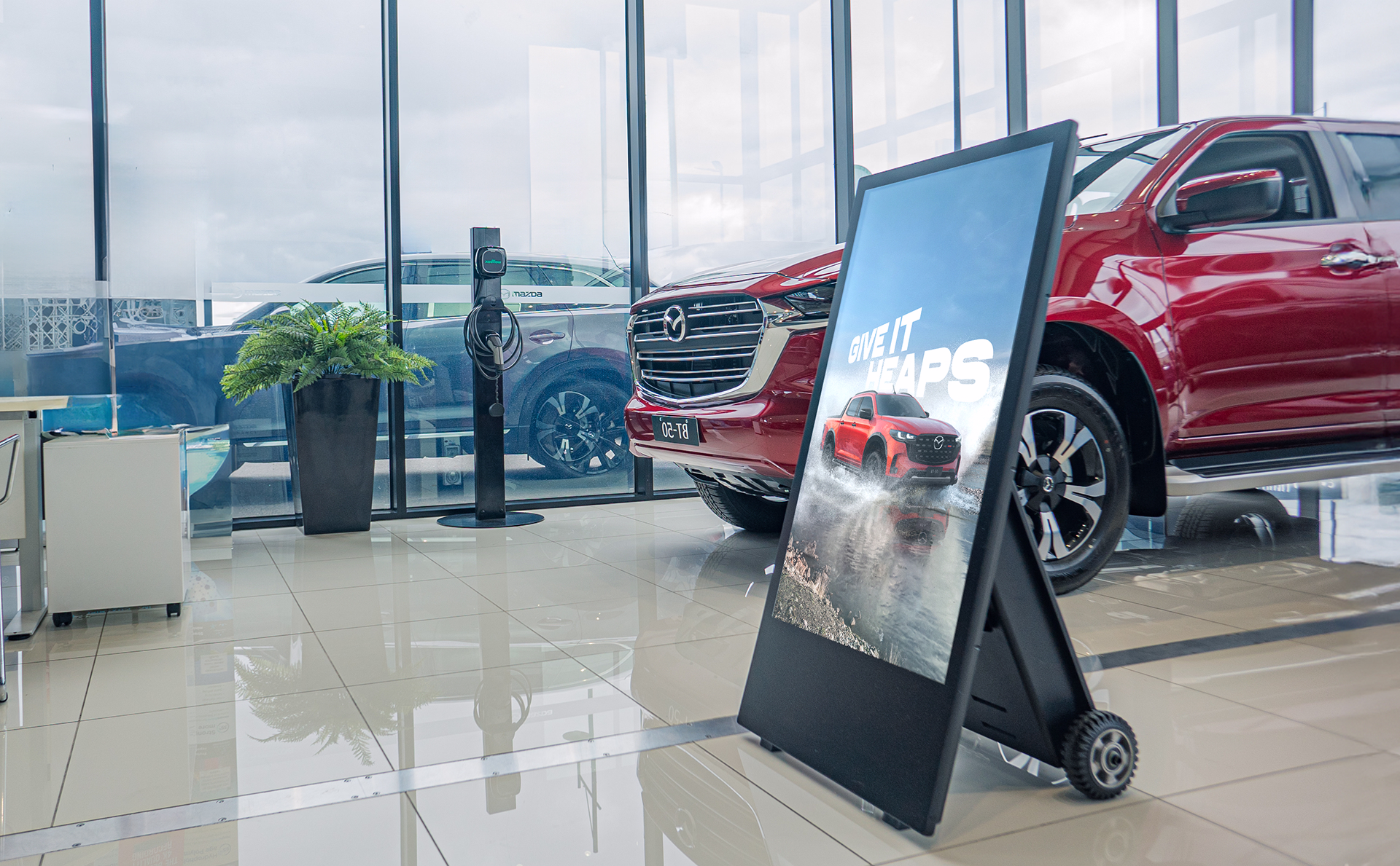 Outdoor 43" Battery Digital A-Frame hero image by onQ Digital Group