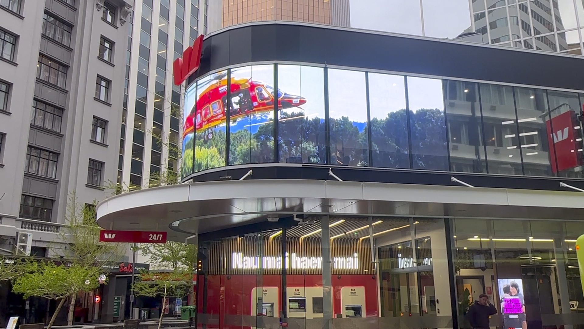 Westpac Wellington Transparent Curved LED Installation installation gallery image 7 by onQ Digital Group